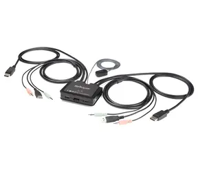 StarTech 2-Port KVM-Switch mit DisplayPort / 4K 60Hz / USB / DP 1.2 / integrierten Kabeln