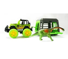 MAC TOYS Jeep Auto mit Anhänger und Dinosaurier / Kunststoff