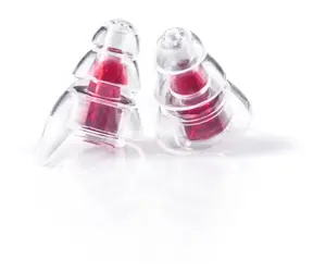 Haspro Work Universal Ohrstöpsel, transparent rot / Schalldämmung 30 dB / mit Kabel / 4 Paar S/M / Transportetui