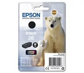 Epson 26 Schwarzweiß-Originalpatrone / XP-510, 520, 600, 605, 610, 615, 620, 625 / 6,2 ml
