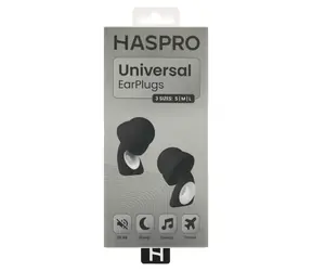 Haspro Universal Ohrstöpsel schwarz / Silikon / SNR 29 dB / austauschbare Ohrstöpsel S, M, L