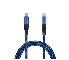 2GO 797196 blau / Daten- und Ladekabel / Lightning auf USB-C / 1 m / Nylon