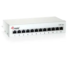 12- Port Cat6-Patchpanel (grau, RJ-45, 250 MHz) für Tisch- und Wandmontage