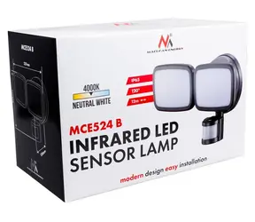 Maclean MCE524 B schwarz / Außenwandleuchte / PIR-Sensor / 20 W / 1500 lm / 4000 K / IP65