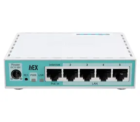 Mikrotik E50UG hEX weiß / Router / 5x Gigabit LAN / RouterOS L4 / 512 MB RAM / PoE / USB 2.0