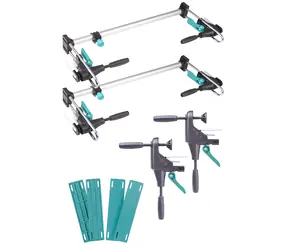 Wolfcraft PRO Türrahmen-Montageset / Montageset / 2 Klemmen / 4 Abstandshalter / 600-1000 mm