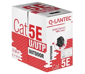 Q-LANTEC KIU5OUTS305Q schwarz / Netzwerkkabel / Cat5e / U/UTP / Außenbereich / 305 m
