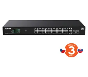 Tenda TEG2228P-24-410W / Switch / 24x Gigabit PoE+ / 2x SFP / 370W PoE-Budget / Rack / L2 Cloud-Management