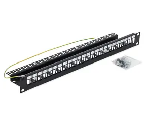 Triton Patchpanel 19" modular / 1 HE / für max. 24 Keystone-Pins / RAL7035