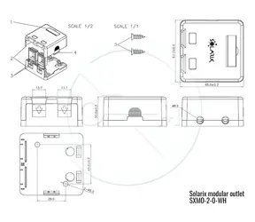 Solarix SXMO-2-0-WH weiß / Modulare Steckdose / 2x Keystone RJ45 / Aufputzmontage / Staubschutzkappe