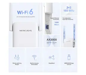 Mercusys ME80X AX1800 / Wi-Fi-Extender / Wi-Fi 6 / Dual-Band / 1x LAN / WPS