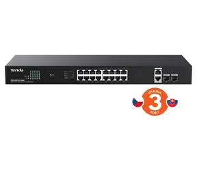 Tenda TEG1120P-16-250W / Switch / 18 Ports / Gigabit / 2x SFP / PoE+ 802.3at / 230 W / Rack