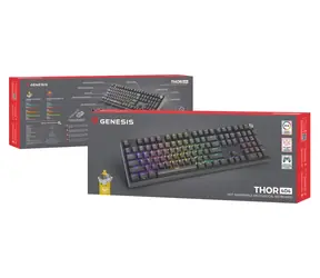 Genesis Thor 404 schwarz / Mechanische Gaming-Tastatur / RGB / Gateron Yellow Pro / Kabelgebundener USB-A-Anschluss / US-Layout