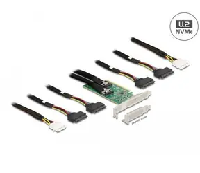 DeLock PCI Express x16 / Controller / 4X U.2 SFF-8639 NVMe / PCIe 4.0 / 64 Gbit/s