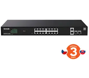 Tenda TEG2220P-16-250W / Switch / 16x Gigabit PoE+ / 2x SFP / 230W / Rackmontage / Metall