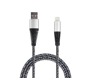 2GO Silber / Lade- und Datenkabel / USB-A auf Lightning / 1 m / Nylon