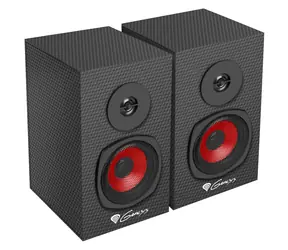 Genesis Helium 200 schwarz-rot / Lautsprecher / 20 W RMS / 2.0 Stereo / Holz / 3,5-mm-Klinkenanschluss