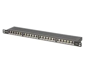 Digitus 0,5U schwarz / Patchpanel / 24 Ports / Cat6a / geschirmt / RJ-45