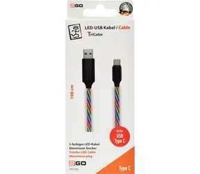 2GO Tricolor / Datenkabel / USB-B - USB-C / LED-Hintergrundbeleuchtung / 1 m