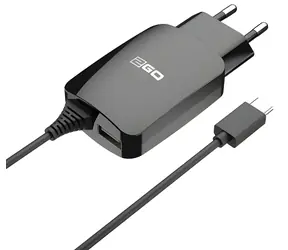 2GO schwarz / Netzteil / 1x USB-A / 12 W / inkl. USB-C-Kabel 140 cm
