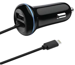 2GO 12W schwarz / Kfz-Ladegerät / 1x USB-A / Lightning-Kabel / 140 cm