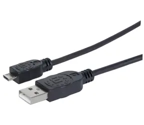 Manhattan USB-A auf Micro-USB-B Kabel, schwarz, 1,8 m / USB 2.0 / 480 Mbit/s