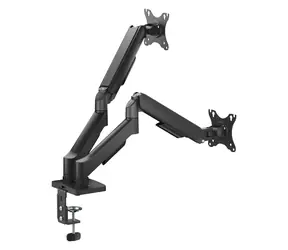 Schwarzer Equip -Tischhalter für zwei Monitore (17-32 Zoll), Tragkraft 9 kg, VESA 75-100 mm, 360° drehbar