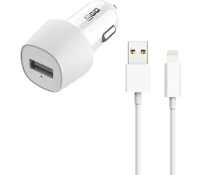 2GO weiß / Kfz-Ladegerät / USB-A / 10 W / 5 V / 2,1 A / mit Lightning-Kabel
