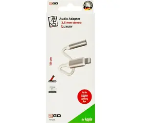 2GO Luxus weiß / Audioadapter / Lightning auf 3,5-mm-Klinkenstecker / Nylonkabel 10 cm