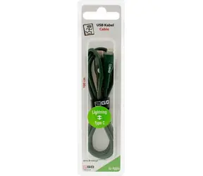 2GO grün / Lade- und Datenkabel / USB-C auf Lightning / 1 m / Nylon