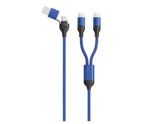 2GO DUO blau / Ladekabel / USB-A & USB-C auf 2x USB-C / 1,2 m