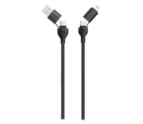 2GO schwarz / 4-in-1-Ladekabel / USB-A, USB-C - USB-C, Lightning / 1,2 m