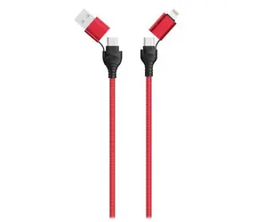 2GO schwarz, rot / 4-in-1-Ladekabel / USB-A, USB-C - USB-C, Lightning / 1,2 m