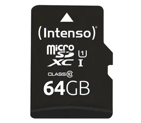 INTENSO 64 GB / Speicherkarte / MicroSDXC / UHS-I / Klasse 10 / Lesegeschwindigkeit bis zu 90 MB/s