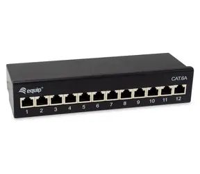 Schwarz / Equip / 12x RJ45 / Cat6a / Geschirmt / 500 MHz / Desktop