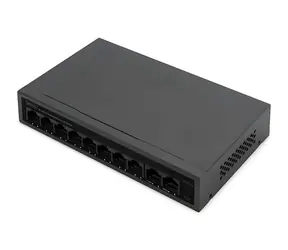 Digitus DN-95354 / Switch / 8+2 Port / 10/100 Mbit/s / PoE 60 W / Unmanaged / Schwarz