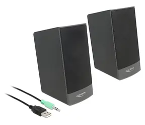 DeLock schwarz / PC-Lautsprecher / 2.0 / 3 W RMS / USB-Stromversorgung / 3,5-mm-Klinkenanschluss