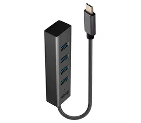 Lindy USB-C grau / Hub / 4X USB-A / USB 3.2 Gen 1 / 5 Gbit/s