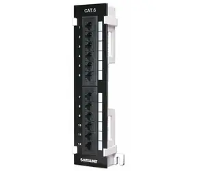 Intellinet Patchpanel Cat6 UTP schwarz / 12 Ports / RJ-45 / Rackmontage