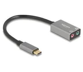 DeLock / Externe Soundkarte USB-C / 2x 3,5-mm-Klinkenbuchse / Mikrofoneingang / 16 Bit / 48 kHz