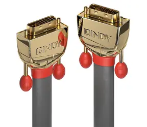 Lindy Gold Line graues DVI-D-Kabel / Dual Link / vergoldete Anschlüsse / 15 m
