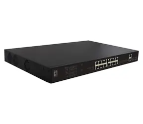 LevelOne FGP-2031 / PoE+ Switch / 16x FE PoE+ / 2x GE / 2x SFP / 270W / Unmanaged / 19"