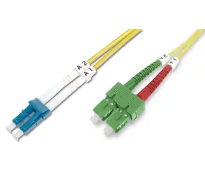 Digitus SC (APC) - LC (PC) / Optisches Patchkabel / Singlemode OS2 / Duplex / 2 m / gelb