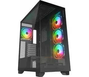 Rampage Hydra V1 schwarz / Gehäuse / E-ATX / 1x USB-C, 1x USB-A + Hub / 4X ARGB-Lüfter / ohne Netzteil