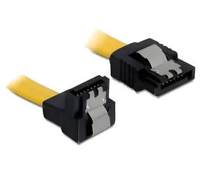 DeLock SATA III (M) gerade - SATA III (M) rechtwinklig nach unten gelb / Kabel / 6 Gbit/s / 0,2 m / Metallverriegelung