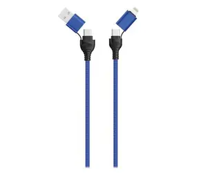 2GO Schwarz, Blau / 4-in-1-Ladekabel / USB-A, USB-C - USB-C, Lightning / 1,2 m