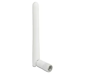 DeLock WLAN-Antenne RP-SMA / Rundstrahlantenne / 2 dBi / 2,4 GHz / drehbares Gelenk / weiß