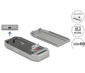 DeLock USB4 grau / Externes Gehäuse für M.2 NVMe SSD / 40 Gbit/s / Aluminium / werkzeuglos