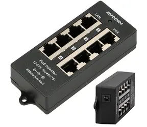 Extralink PoE-Injektor mit 4 Ports / PoE-Injektor / 4X 100 Mbit/s RJ45 / 12-48 DC