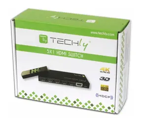 Techly HDMI-Switch 5:1 schwarz / HDMI-Switch / 5x HDMI-Eingang / 1x HDMI-Ausgang / 4K 4096x2160 / Fernbedienung